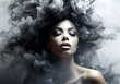 © Alicina - Abstract and diffuse portrait of woman with captivating elegance style and smoke all around. AI generative