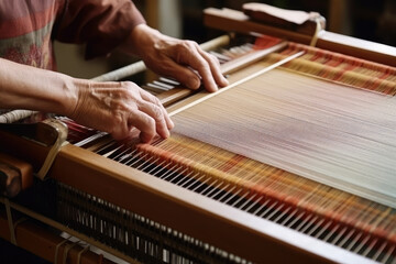 Wall Mural - A man is weaving in the ancient way