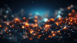 Futuristic background of glowing orange nodes connected together
