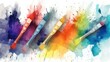 Colorful paintbrushes and paint,  motley watercolor paint, brightly art, art school artistic drawing, multicolored batik multicolored design, creative exhibition art paint, luminous radiant craft