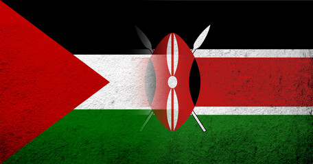 Wall Mural - Flag of Palestine and The Republic of Kenya National flag. Grunge background