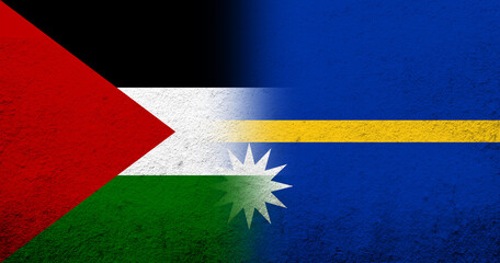 Wall Mural - Flag of Palestine and The Republic of Nauru (Pleasant Island) National flag. Grunge background