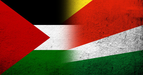 Wall Mural - Flag of Palestine and The Republic of Seychelles National flag. Grunge background