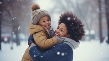 Happy Family Having Fun While Travel Outdoor In Winter Enjoying Time Together Comeliness