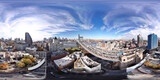 Fototapeta  - Aerial 360 panorama equirectangular photo of Brooklyn New York with view of river and NYC