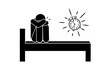 © adi yuhanggana - stick figure cartoon vector illustration frustrated, unhappy, unable to sleep due to insomnia