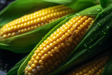 Wall Mural - Closeup view of fresh corn