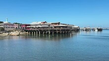 Monterey Traditional Wooden Fisherman's Wharf Panorama And Marina