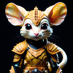 Poster - Embodiment of Sweet Artistry: The Adventures of a Courageous Mouse Warrior Born from Sugar Art - A Sweet Battle and the Fantastical Encounter of Artistic Sugar Sculptures.(Generative AI)