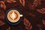 illustrations flat coffee mocca background. Generative AI.