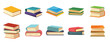 Stack of book vector image, piles of books in flat design style, school textbooks for education