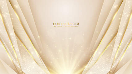 Wall Mural - Luxury background with golden line elements, glitter light, and glowing light beam effects