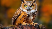 Autumn Vigil: Majestic Owl In The Fall Forest
