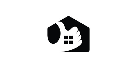 Wall Mural - logo design combining the shape of a house with a hand.