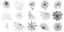 Spiderweb Set.Web Spider Cobweb Icons Set. Spider Icon Set.Outline Set Of Spider Vector Icons For Web Design Isolated On White Background.