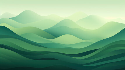 Poster - Abstract green landscape wallpaper background illustration design with hills and mountains