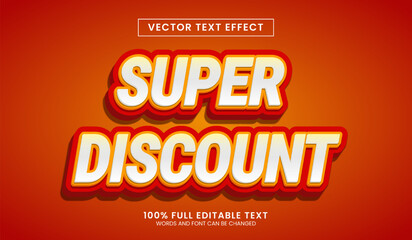 Poster - Design editable text effect, Super Discount 3d vector illustration