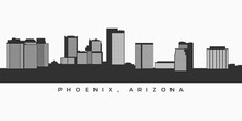 Phoenix City Skyline Silhouette. Arizona Cityscape High Building In Vector Format