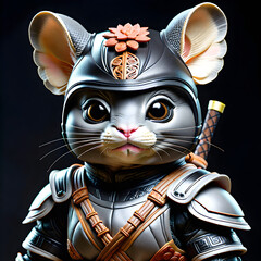 Poster - Embodiment of Sweet Artistry: The Adventures of a Courageous Mouse Warrior Born from Sugar Art - A Sweet Battle and the Fantastical Encounter of Artistic Sugar Sculptures.(Generative AI)