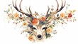 a watercolor of a deer with flowers
