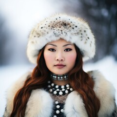 Wall Mural - a woman in a fur hat and coat