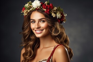 Canvas Print - a woman with flowers in her hair