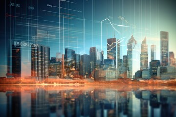 Aufkleber - city buildings skyline in contemporary color style and futuristic effect. Real estate and real estate development,