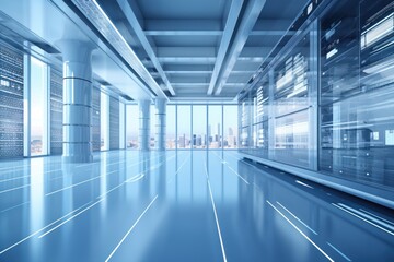 Aufkleber - technologist of large data center using laptop standing in warehouse, activating servers