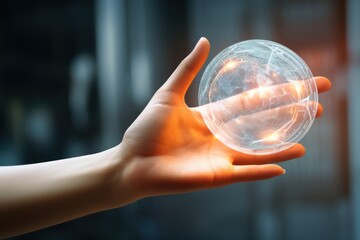 Poster - future technology concept,Woman's hand touching. Metaverse universe. Digital transformation concept for the next generation technology