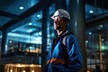 Poster - professional industrial engineers in hard hats. working at heavy industry manufacturing factory,maintenance service check for safety first.