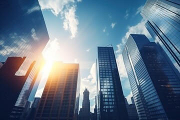 Poster - Skyscrapers CG,City Building Simple Modern Skyscraper business
