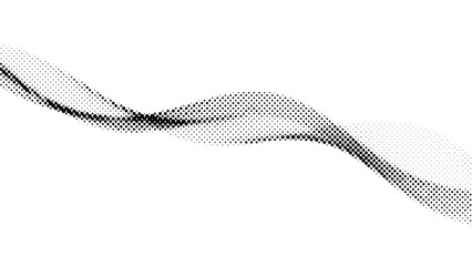 Wall Mural - halftone wave background. dotted flowing shape wallpaper. abstract wavy fluid texture. black and whi