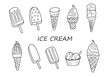 アイスクリームのイラストセット（手描き）