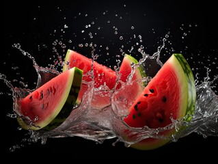 fresh watermelon seamless background dropping in the water