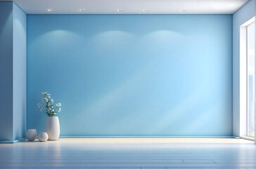 Wall Mural -  minimalistic room blue background 