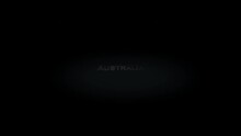 Australia 3D Title Word Made With Metal Animation Text On Transparent Black