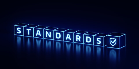 Wall Mural - standard quality control certification assurance guarantee internet business technology concept