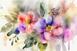 Digitally Painted Watercolor Flower Background