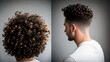 Man with curly hair before and after