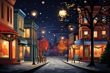 Fototapeta Paryż - Christmas Lights: Festive holiday lights, decorations, and displays in towns and neighborhoods. - Generative AI