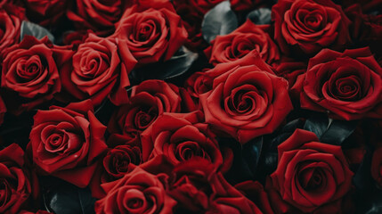 Wall Mural - Close up of a bunch of red roses