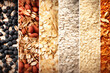 Different types of cereal and beans that have a variety of nutritional benefits. Natural food products. Harvest.