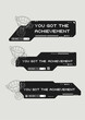 Achievement game screen. Space game design. Digital design elements hud style. Trendy shapes in cyberpunk style.