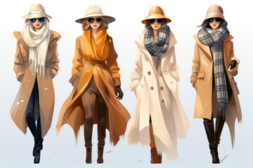 Wall Mural - Winter Fashion: Showcase stylish winter attire, including scarves, hats, and coats. - Generative AI