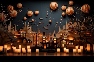 Canvas Print - Evening Candlelight: Photograph the warm glow of candles or lanterns against the backdrop of a cold, dark evening. - Generative AI