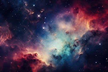 night sky with stars. universe filled with clouds, nebula and galaxy. landscape with gradient blue a