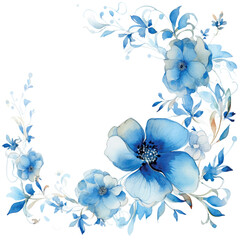  watercolor background frame with blue flowers