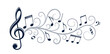 The symbol of stylized musical notes with pattern.

