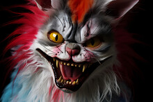 portrait of a scary psycho killer clown cat statue decoration