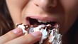 © Svetlana - woman eating a cake with cream extremely closeup